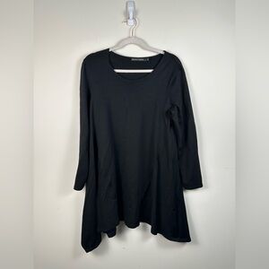 GUDRUN SJODEN Black Tunic Size Large 3/4 Sleeve Cotton Blend EUC